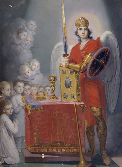 Los hijos del Emperador Pablo I ante el altar, protegidos por el Arcángel Miguel de Vladimir Lukich Borovikovsky