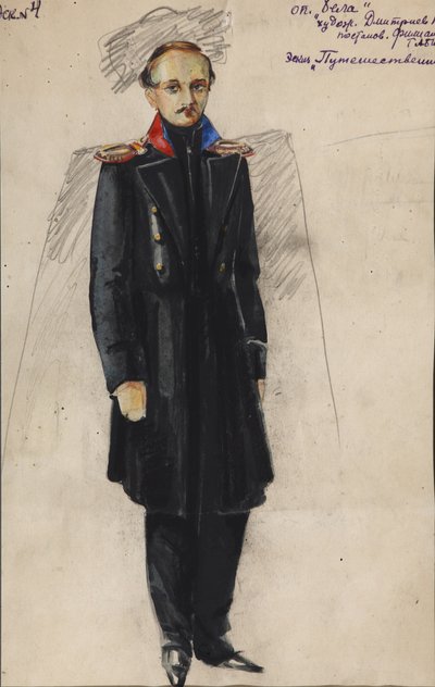 Lermontov. Diseño de vestuario para la ópera Béla de A. Alexandrov, 1946 de Vladimir Vladimirovich Dmitriyev