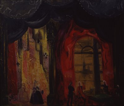 Diseño escénico para la ópera Reina de espadas de P. Tchaikovsky, 1944 de Vladimir Vladimirovich Dmitriyev