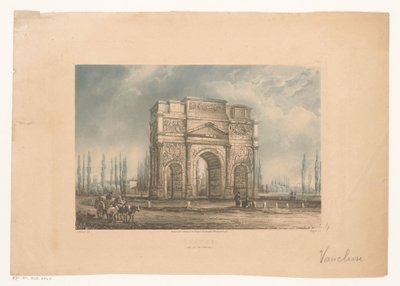 Paisaje que muestra el arco de triunfo de Orange con los viajeros
Naranja. (Arco del Triunfo) (título en el objeto) de Vogel (prentmaker)