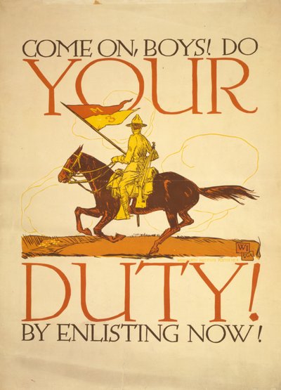 ¡Vamos chicos! ¡Cumplan con su deber! Alistándose ahora! 1917 de Vojtch Preissig