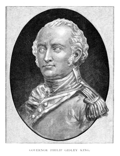 Capitán Philip Gidley King, oficial naval británico y tercer gobernador de Nueva Gales del Sur, 1886 de WA Hirschmann