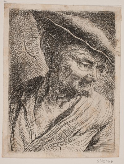 Retrato de un hombre mirando hacia abajo de W.A. Müller