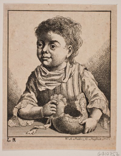 Una niña pequeña, medio cuerpo de W.A. Müller