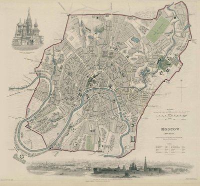 Mapa de Moscú, 1836 de W.B. Clarke