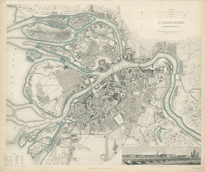 Mapa de Petersburgo, 1834 de W.B. Clarke