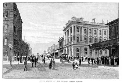 Queen Street, en la esquina de Edward Street, Brisbane, 1860, 1886 de WC Fitler