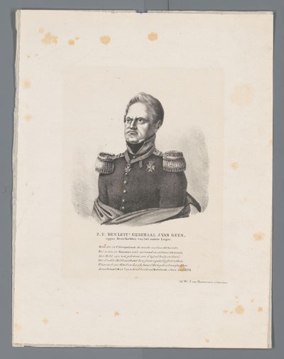 ELLOS. den Luit General J. van Geen, Comandante en Jefe del Ejército Móvil (título sobre el objeto) de W.J. van Oosterzee