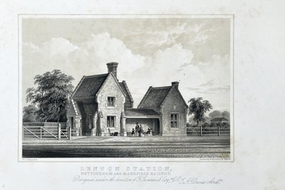 Lenton Station, Nottingham and Mansfield Railway, c.1848 (litografía tintada sobre papel) de W.L. Walton