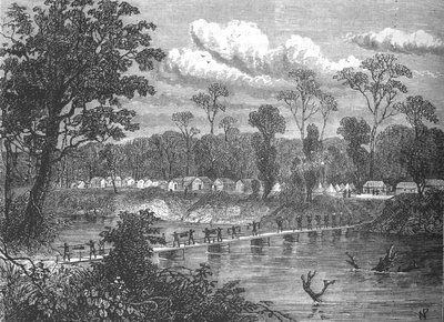 Puente de pontones en el Prah, c. 1880 de W.P.
