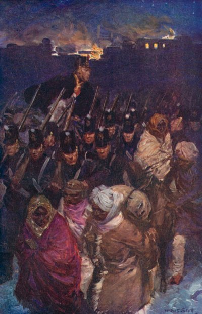 Retirada del ejército británico de Kabul (litografía en color) de W.R.S. (after) Stott