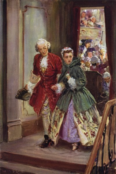 "Se puso bajo la protección de un joven noble" (litografía en color) de W.R.S. (after) Stott