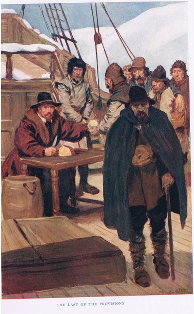 The Last of the Provisions, ilustración de "The Romance of Canada" (litografía en color) de W.R.S. Stott