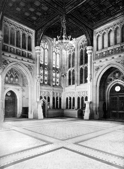 El vestíbulo, Cámara de los Comunes, Westminster, Londres, c. 1905 de W.S. Campbell