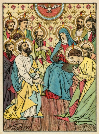La Bajada del Espíritu Santo (litografía en color) de W.S. Stacey