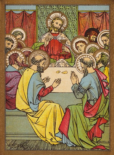 La Cena Pascual (litografía en color) de W.S. Stacey