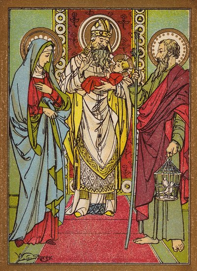 La Purificación de Santa María la Virgen (litografía en color) de W.S. Stacey