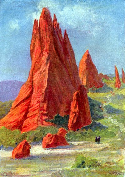 El Jardín de los Dioses en Colorado, c.1880 (grabado) de W. (after) Kranz