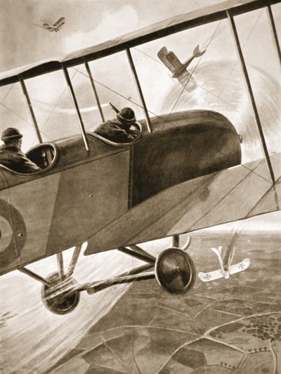 El Capitán Bell-Irving enfrentándose a tres aviones enemigos de W. Avis