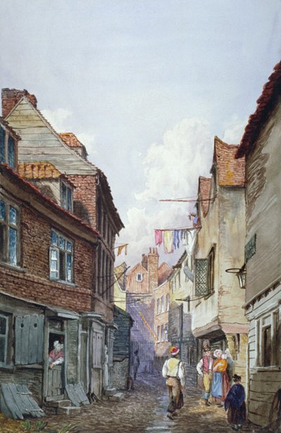 Vista de figuras en Glean Alley, Bermondsey, Londres, c. 1825 de W Barker