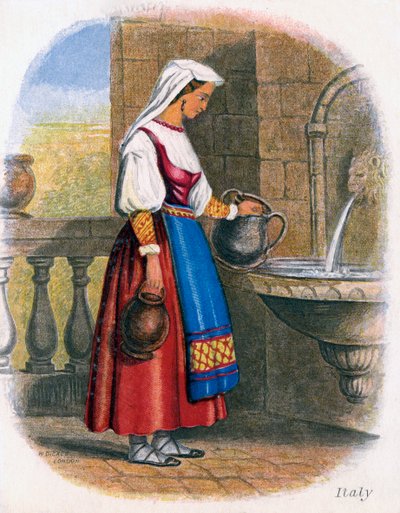 Mujer italiana recogiendo agua, 1809 de W. Dickes