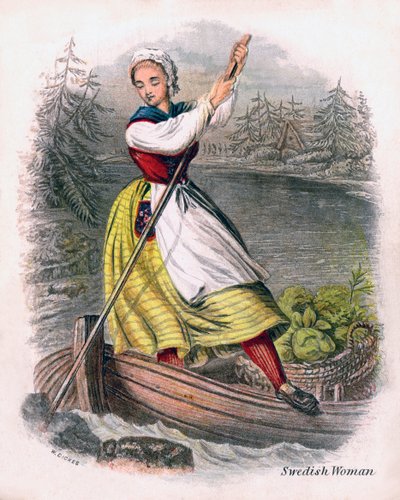 Mujer sueca remando, 1809 de W. Dickes