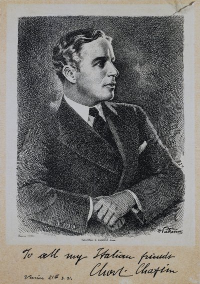 Retrato de Sir Charles Spencer Chaplin (1889-1977), actor y director inglés de John Ward Dunsmore