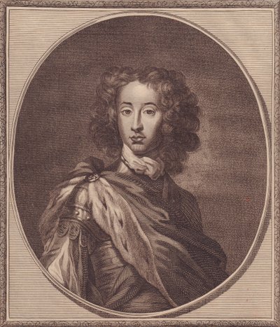 Retrato de William de Dinamarca y Noruega, Duque de Gloucester (1689-1700), grabado en cobre por John Goldar (1729-1795) después de una pintura de G Kneller, 20x17 cm, de la Historia de Inglaterra por Paul de Rapin, Edición de Harrison, Londres, 22 de ener de John Ward Dunsmore