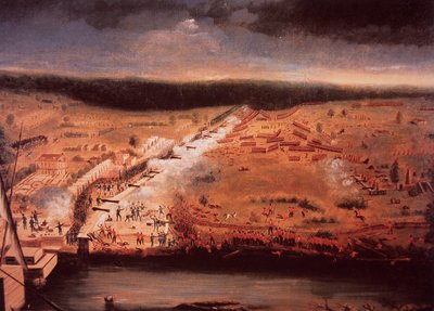 La Batalla de Nueva Orleans (litografía en color) de John Ward Dunsmore