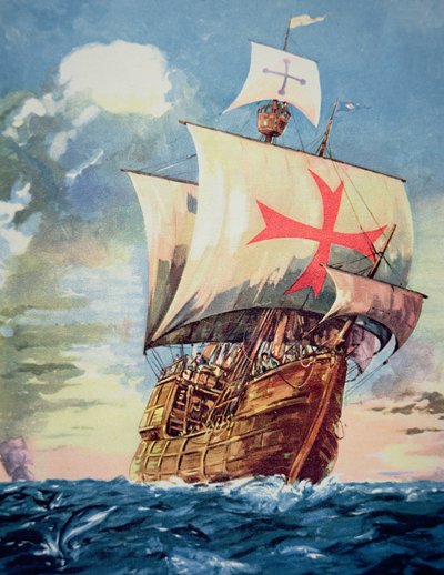 La Santa María llevando a Cristóbal Colón a las Américas en 1492 de John Ward Dunsmore