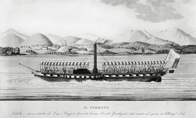 Verbano, primer barco de vapor en servicio en el Lago Maggiore de John Ward Dunsmore