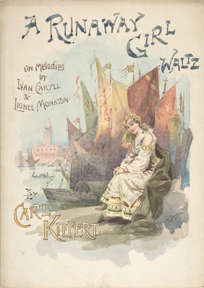 Diseño para portada de música: A Runaway Girl Waltz, 1898 de W. George