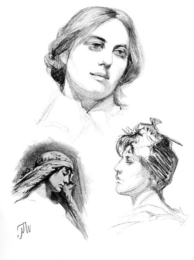 Estudios a lápiz de tres mujeres, 1902-1903 de W. Gulzow