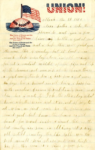 Carta de W. H. Dennis a su hermano, 16 de marzo de 1862 de W. H. Dennis
