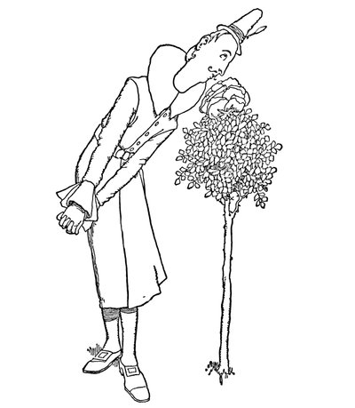 Todas las preocupaciones y penas fueron olvidadas por quien inhaló su fragancia, c. 1930 de William Heath Robinson