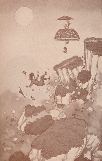 Cómo el inventor del avión tuvo la idea durante un deslizamiento de tierra, c1918 1919 de William Heath Robinson