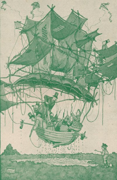 Un tipo bastante temprano de hidroavión haciendo un vuelo de prueba desde Hampstead Ponds, c1918 1919 de William Heath Robinson