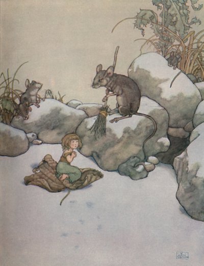 Ella se paró en la puerta y pidió un trozo de maíz, c. 1930 de William Heath Robinson
