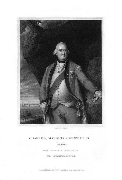 Charles Cornwallis, 1er Marqués Cornwallis, comandante militar inglés, 1832 de W. Holl