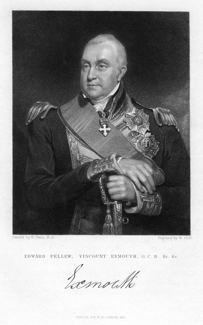 Edward Pellew, 1er Vizconde Exmouth, oficial naval británico, 1831 de W. Holl