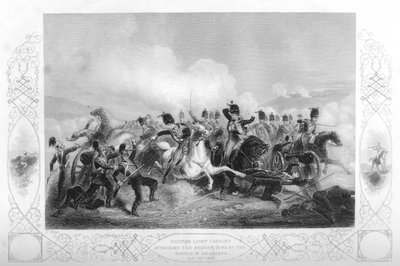 Caballería ligera atacando los cañones rusos en Balaclava durante la Guerra de Crimea, 1854-1857 de W. Hulland