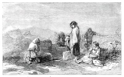 Peregrinos al Pozo Sagrado - por F.W. Topham - de la nueva exposición de acuarelas de W. J. Linton