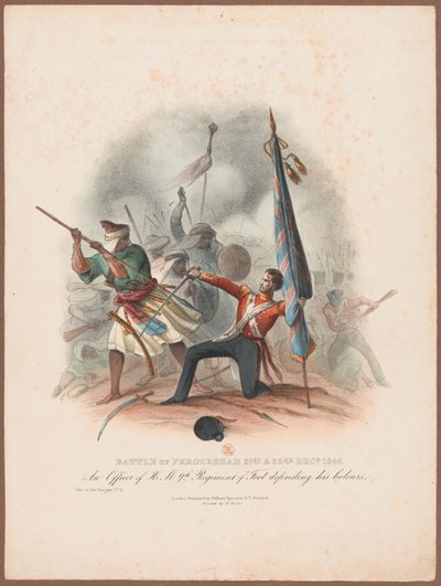 ¿Batalla de Ferozeshah, 21 y 22 de diciembre de 1845. Un oficial del 9º Regimiento defendiendo sus colores? de W. Kohler