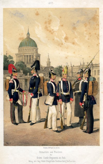 Granaderos y fusileros del ejército prusiano, 1857 de W Korn
