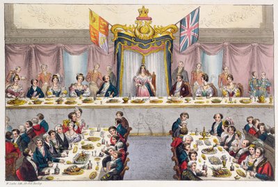 La Reina Victoria (1819-1901) brindando por la salud de los ciudadanos de Londres en el banquete del Guildhall, 1837 de W. Lake