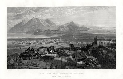 La ciudad y el istmo de Corinto desde la Acrópolis, Grecia, 1887 de W. Miller