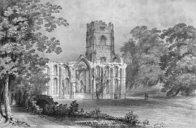 Abadía de Fountains, 1840 de W Monkhouse