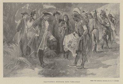 Entrevista de Oglethorpe con Tomochichi (litografía) de W. P. Snyder