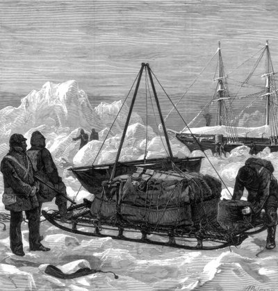 Preparándose para iniciar un viaje en trineo en el Ártico, 1875 de W. Palmer