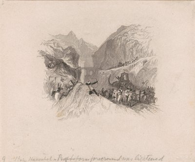 Aníbal a su paso por los Alpes (viñeta) de W. R. Smith